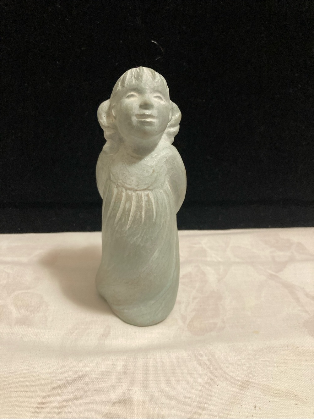 Isabel Bloom 1999 Pale Green Ceramic Angel Sculpture - Home Art Accent